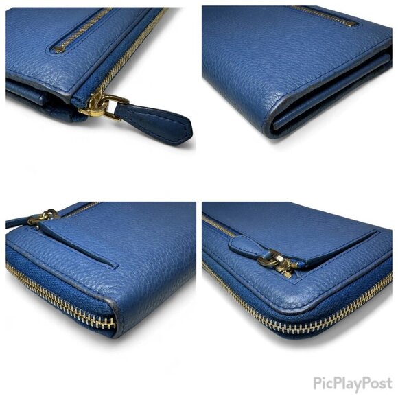 PRADA Saffiano Leather Long L Zipper Wallet, Blue - Picture 8 of 16